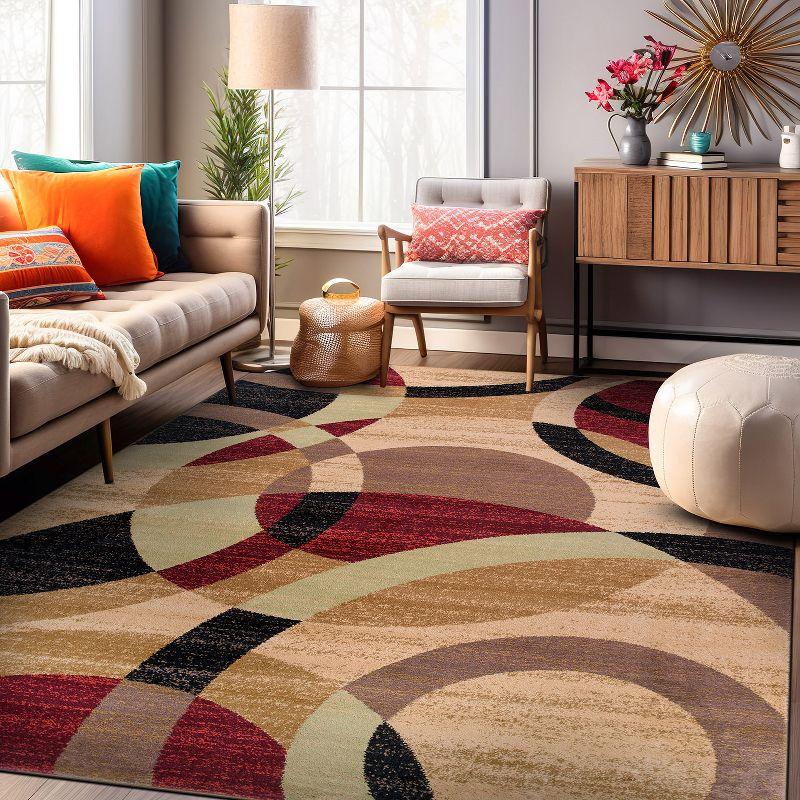 World Rug Gallery Geometric Circles Multi 7'10" x 10'2" Indoor Area Rug