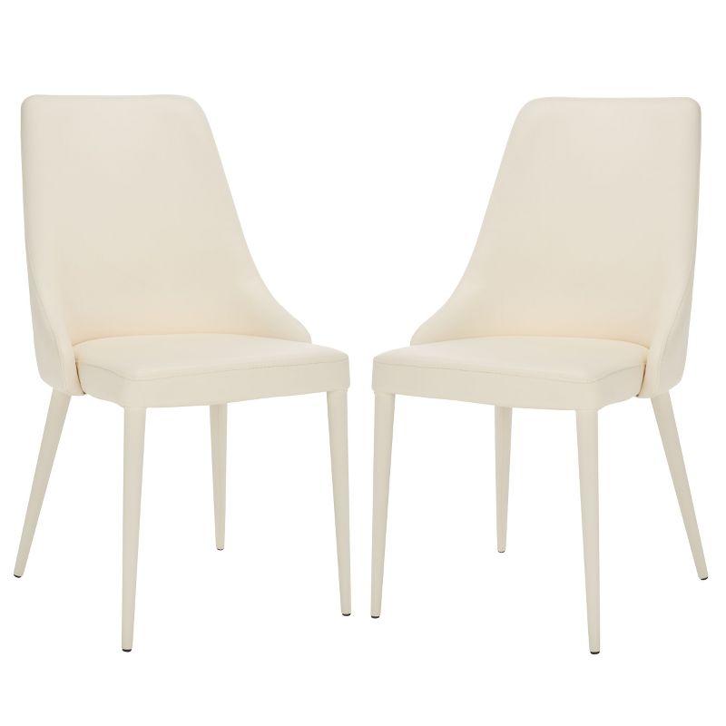 Summerset 19" H Leather Side Chair (Set of 2) - FOX2014 - White - Safavieh Couture