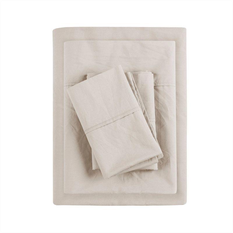 Madison Park Peached Percale 200 Thread Count Relaxed Cotton Percale Sheet Set