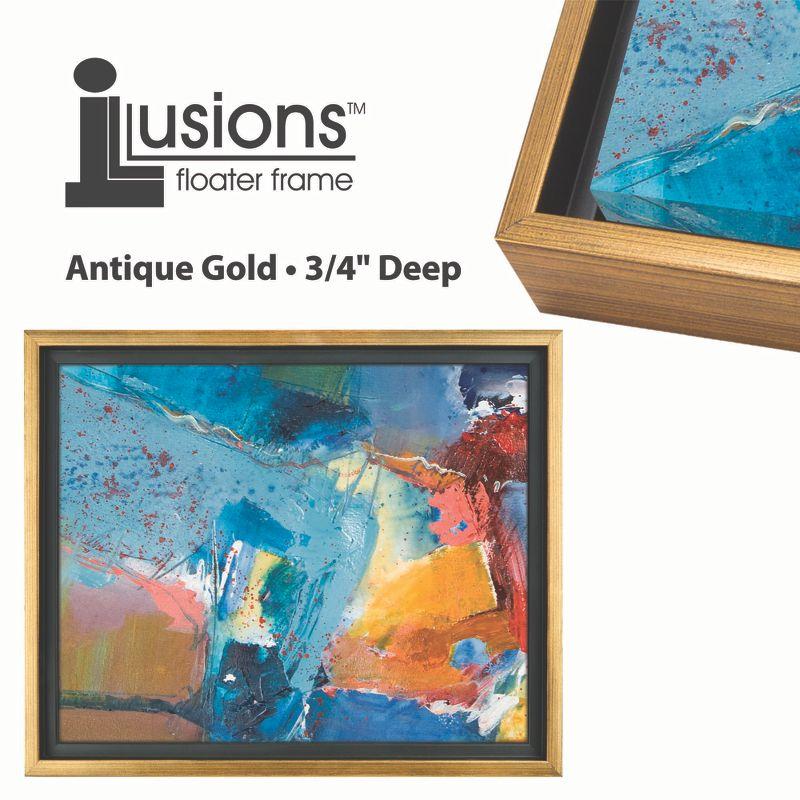 Creative Mark Illusions Floater Frame for 0.75" Depth Stretched Canvas Paintings & Artwork -[Antique Gold