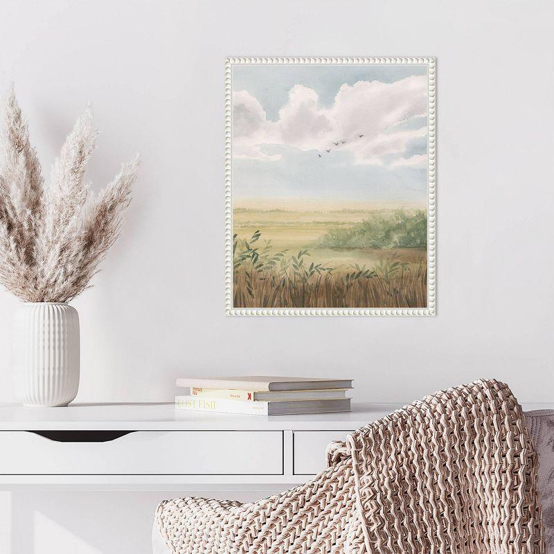 Clear Day Meadow II Scenic Landscape Canvas Print with White Floater Frame