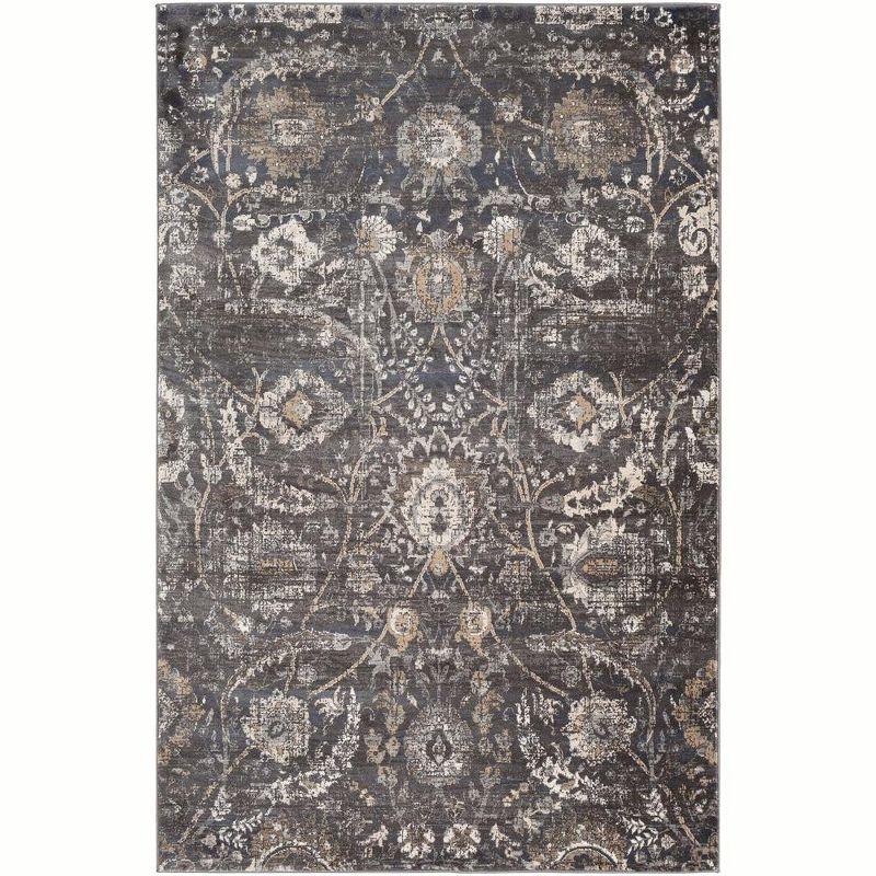 Avellino Round Hand-Knotted Black Synthetic Fur Area Rug, 51"