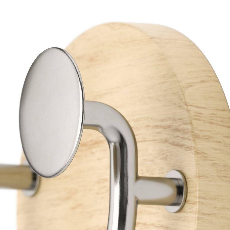 Natural Wood and Nickel Wall Mounted Valet Hook