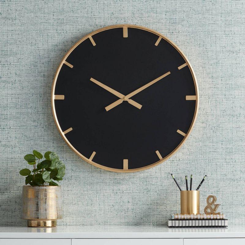 River Parks Studio Canterbury Gold and Glossy Black 23 1/2" Round Wall Clock