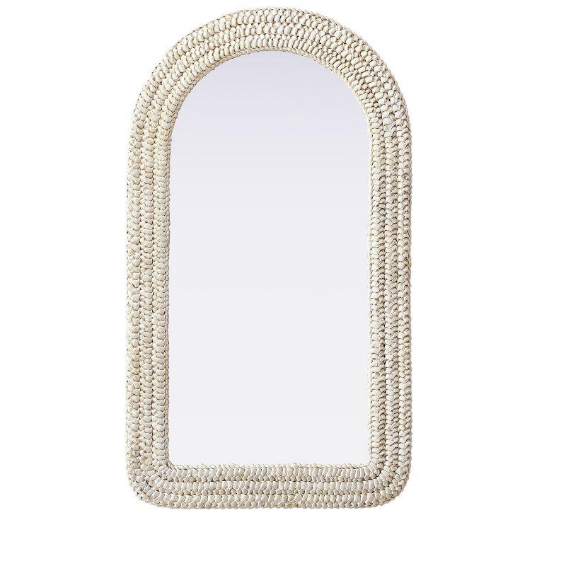 Beachcrest Home™ Dennard Arch Cornhusk Mirror in Linen White
