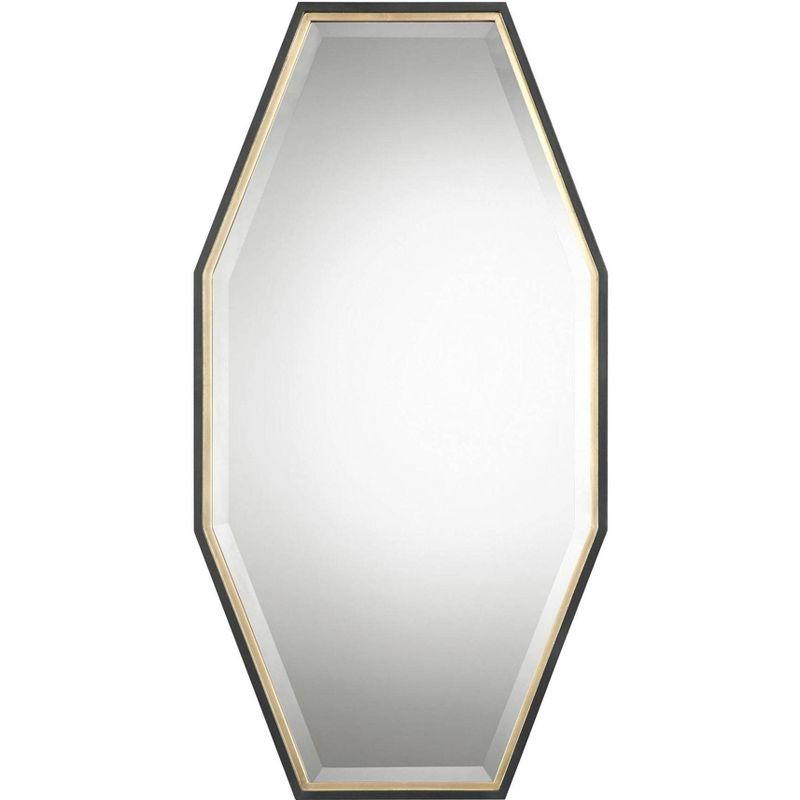 Espresso Gold Leaf Beveled Octagon Wall Mirror 24"x46"