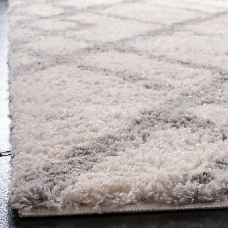 Plush Cream/Grey Synthetic Easy-Care Shag Area Rug