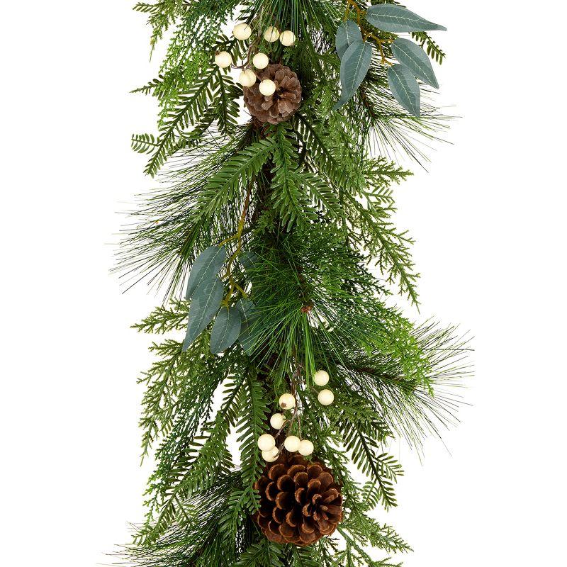 6' Unlit Evergreen Garland with White Berries & Pine Cones - National Tree Company