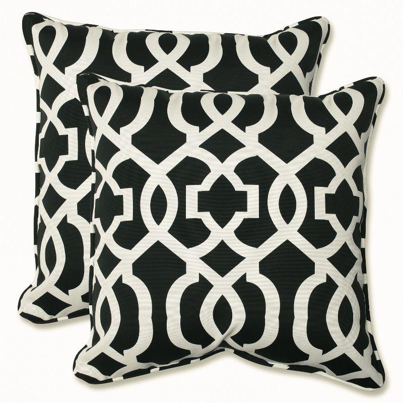 Black and White Geometric Outdoor Throw Pillow Set