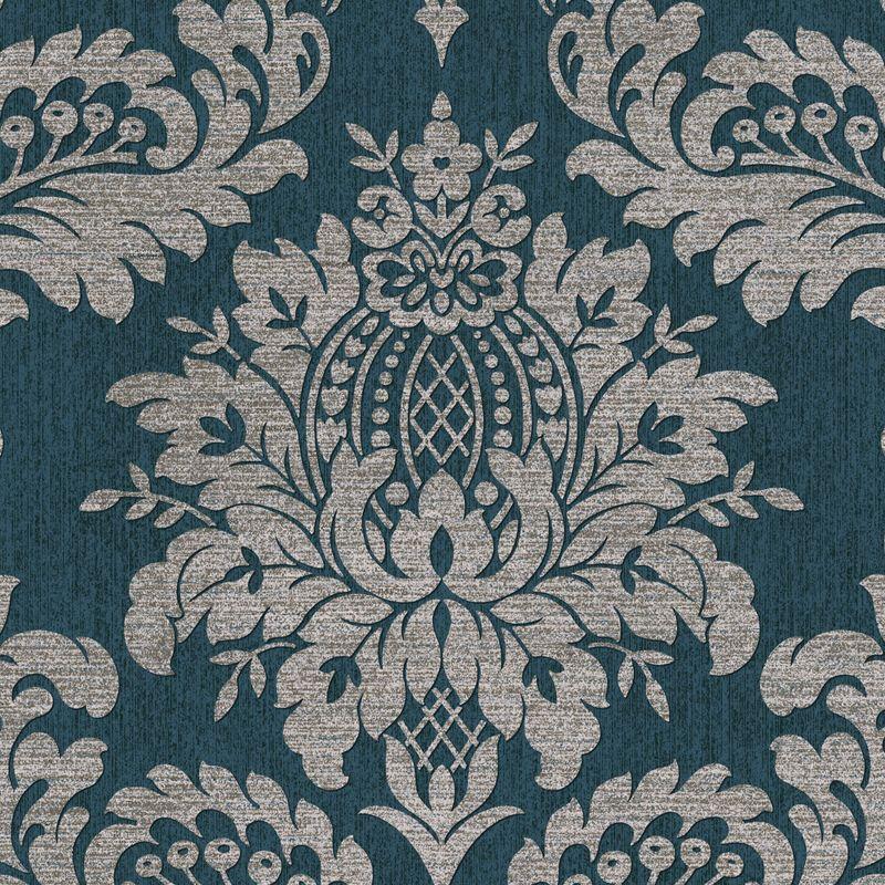 Archive Damask Teal and Gold Wallpaper