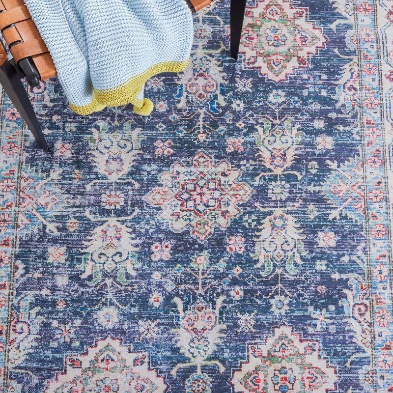 Tucson TSN196 Power Loomed Machine Washable Area Rug - Navy/Beige - 6'x6' - Safavieh.