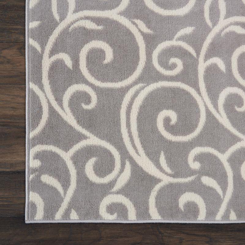 Nourison Grafix 3'9" x 5'9" (4' x 6') Grey Area Rug Bohemian Contemporary Botanical by Nourison