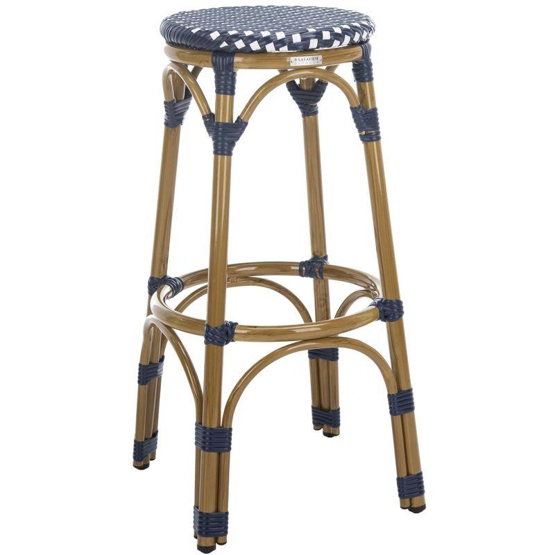 Kipnuk Barstool - Indoor/Outdoor - FOX5211 - Navy/White - Safavieh