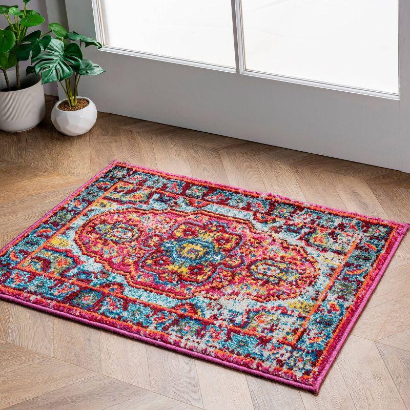 Reversible Medallion Synthetic Area Rug - Stain-resistant and Easy Care