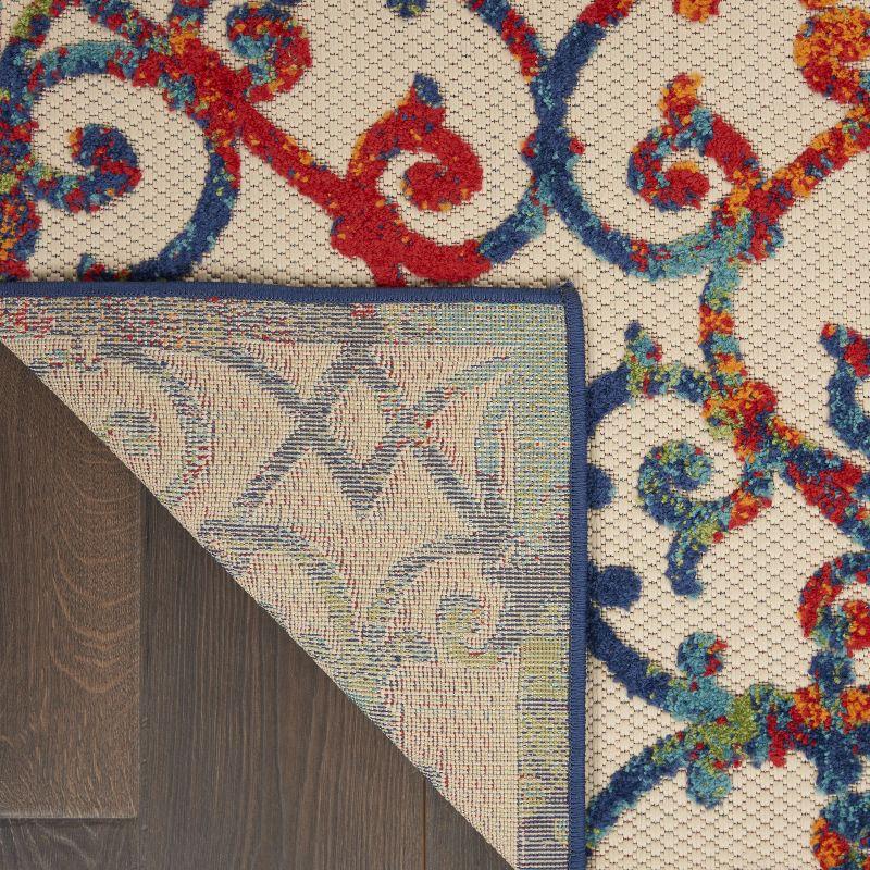 Nourison Aloha Contemporary Scroll Flatweave High-Low Indoor Outdoor Area Rug Multicolor 5'3" x 7'5"