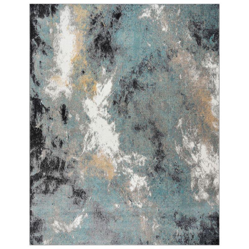 Gertmenian Gertmenian Alor Satori Modern Abstract Aqua/Navy Blue/Gold/Ivory Polypropylene Indoor Area Rug