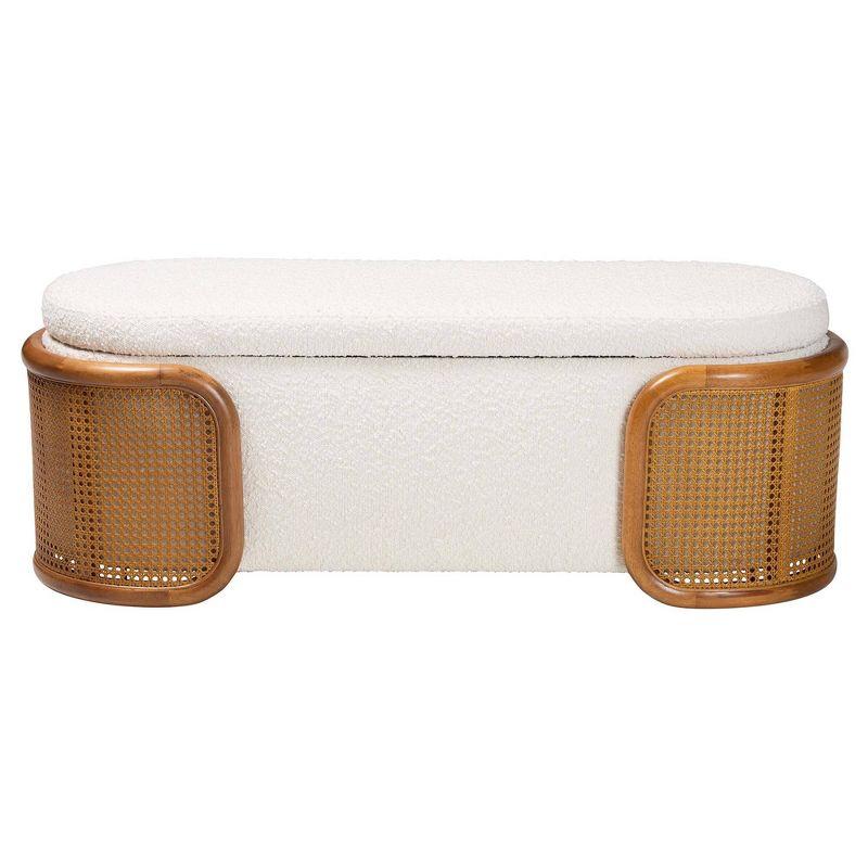 Baxton Studio Basira Boucle Fabric Storage Bench: Lift-Top, Oval, Japandi Style