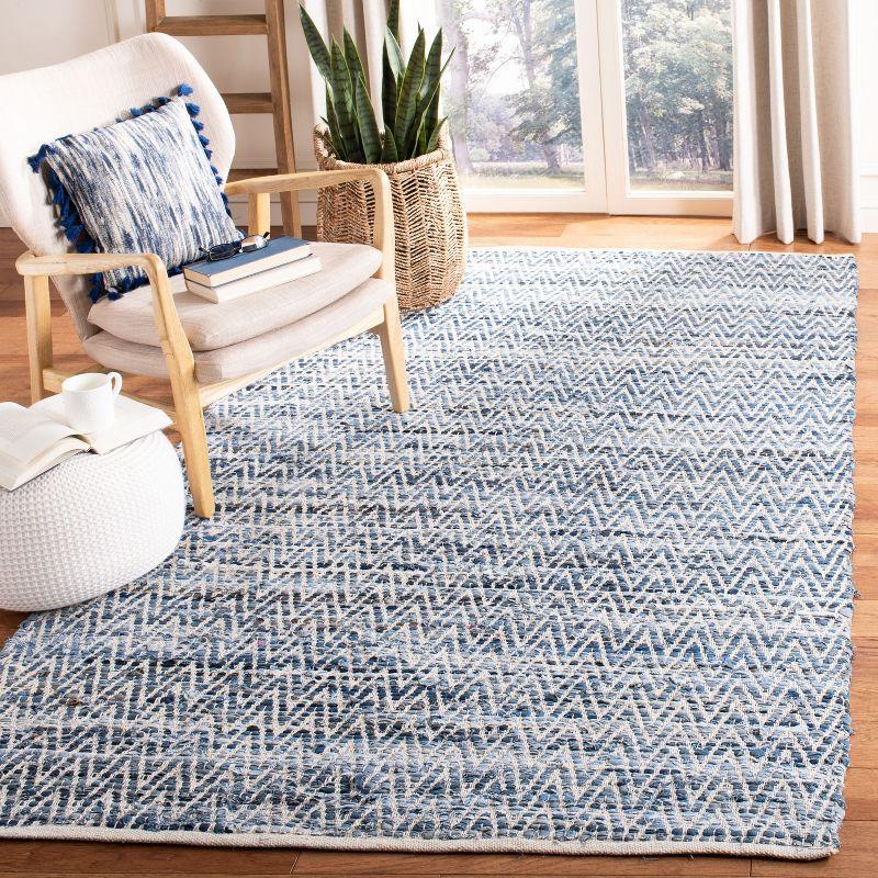 Montauk Blue Handwoven Cotton Flatweave Area Rug 5' x 8'