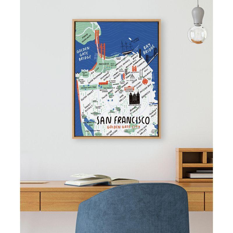 Kate and Laurel Sylvie San Francisco Illustration Framed Canvas by Stacie Bloomfield