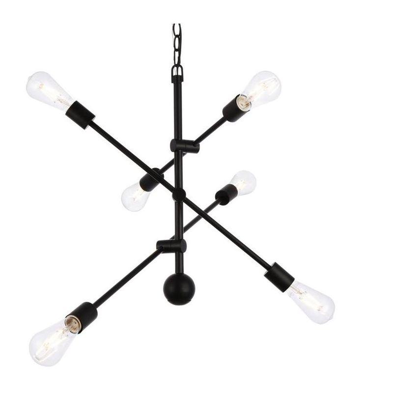 Elegant Lighting Axel 6 lights black pendant with chain