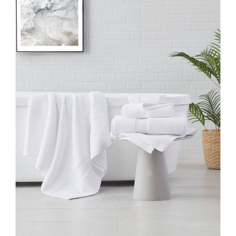 6pc Solid Bath Towel Set White - Brooklyn Loom: Luxury Heavyweight 550-800 GSM, Machine Washable