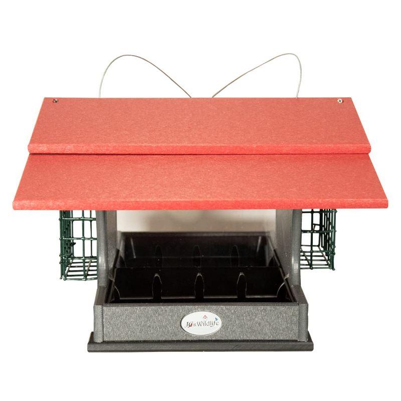 JCs Wildlife Gray Hopper and Suet Feeder with Cardinal Red Roof