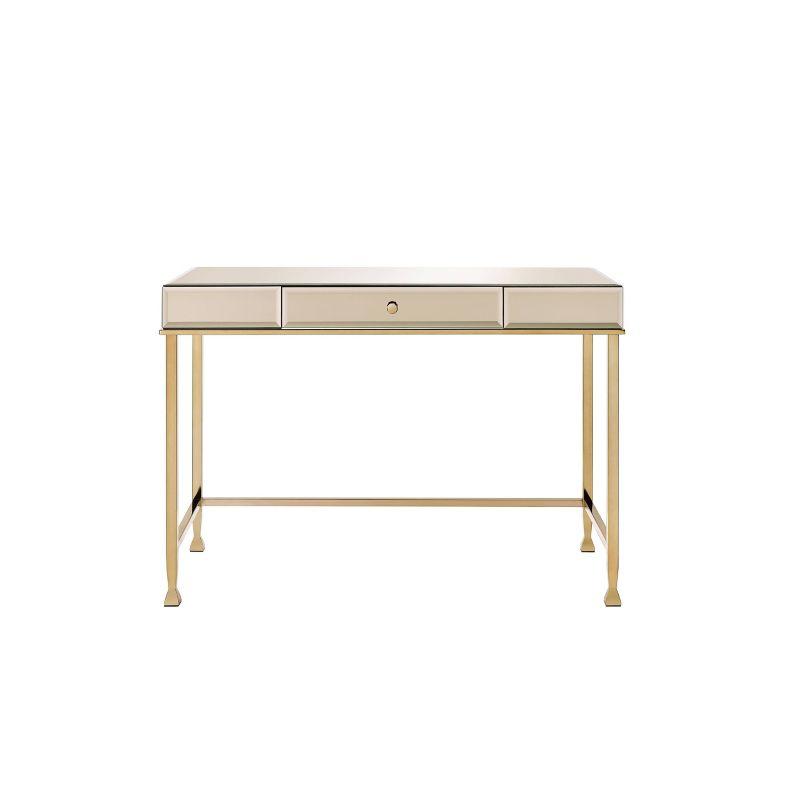 Canine Writing Desk Smoky Mirrored/Champagne - Acme Furniture: Beveled Edge, Wood Composite Frame, Home Office