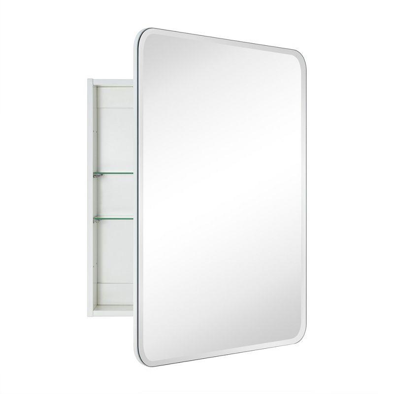 TEHOME 24 in. W x 30 in. H Rectangular Recess and Surface Mount Frameless Medicine Cabinet with Mirror