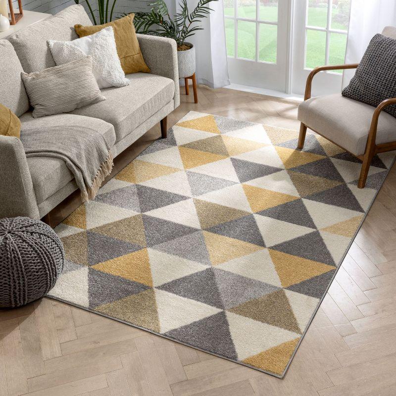 Isometry Modern Geometric Triangle Soft Area Rug