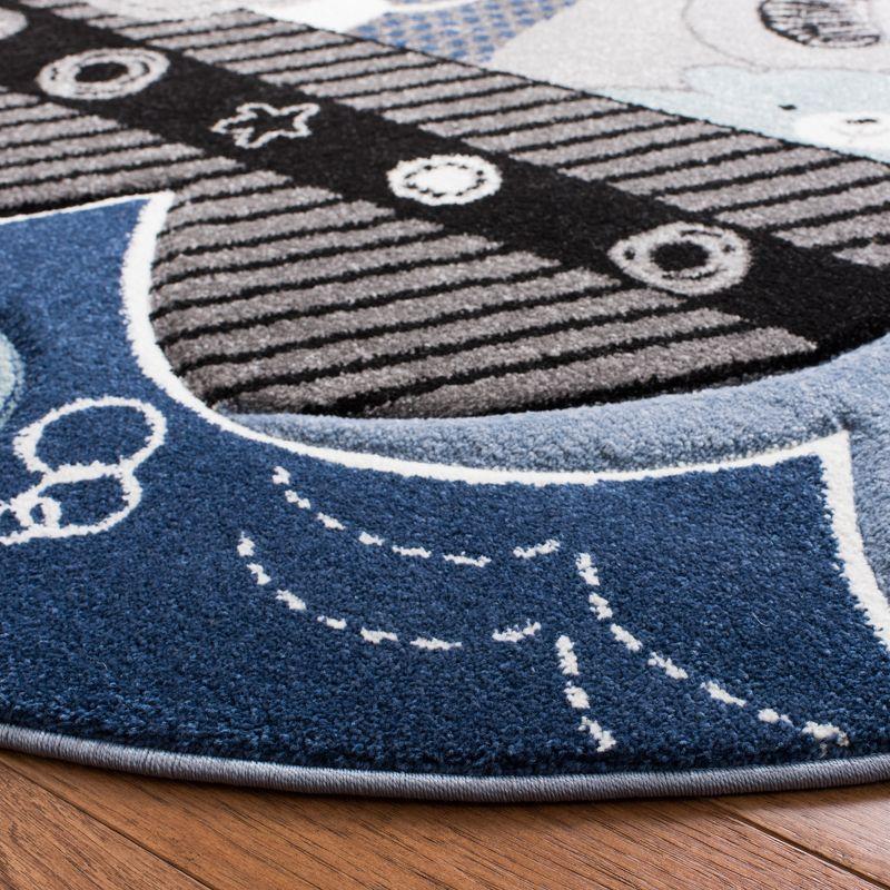 Carousel Kids CRK121 Power Loomed Area Rug - Blue/Grey - 5'3" round - Safavieh.