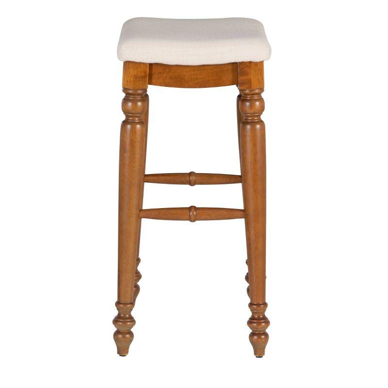 Marino 30" Walnut Backless Wood Bar Stool with Linen Seat