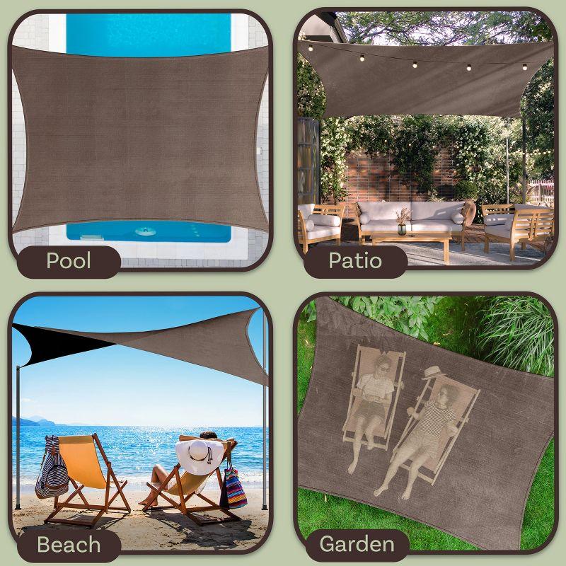 Pure Garden Sun Shade Canopy - 10x13ft Curved Rectangle Sun Shade Sail with UV Protection - Sun Shades Outdoor Patio or Pool Canopy - Sunshades for Patio, Yard, Deck or Outdoor Activities by Pure Garden