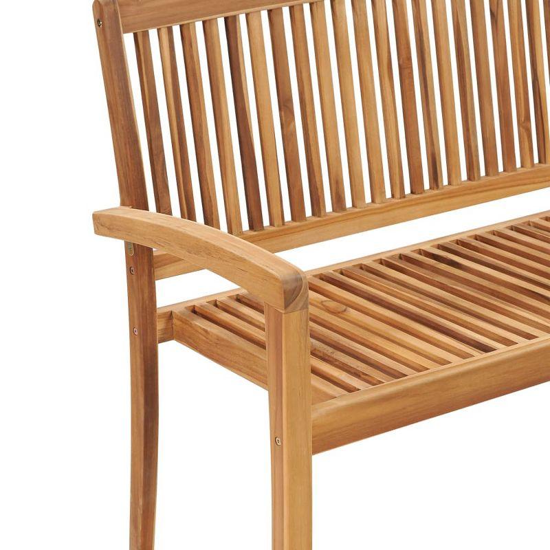 vidaXL Stacking Patio Bench with Cushion 50.6 in. Solid Teak Wood