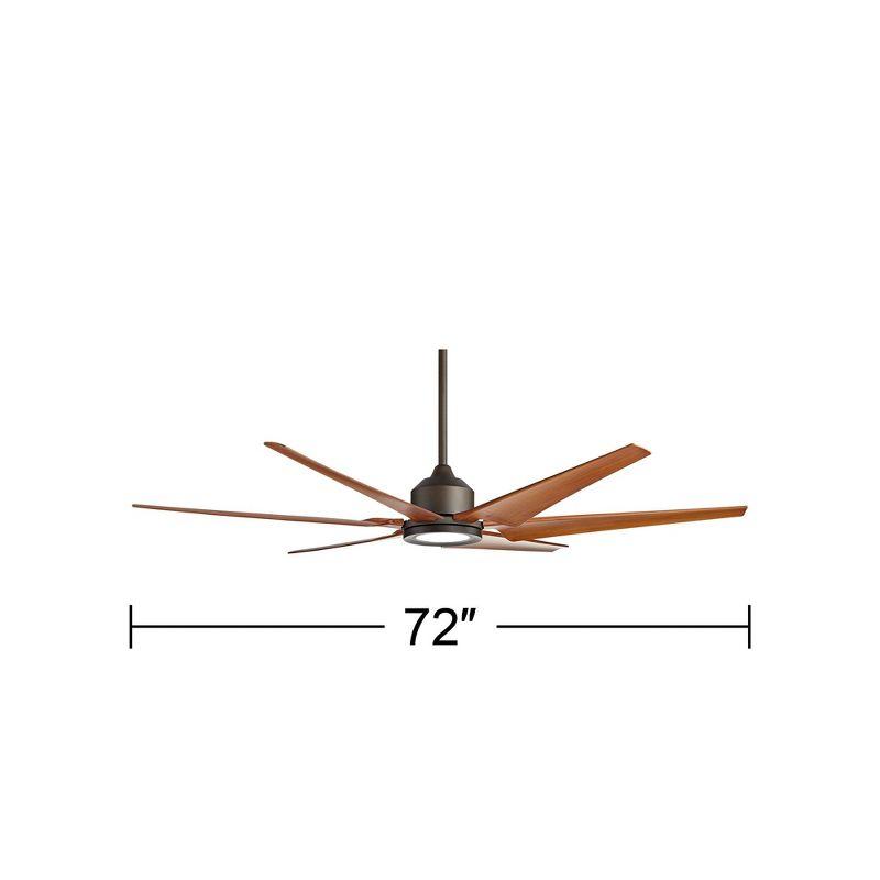 72" Casa Vieja Power Hawk Modern Indoor Outdoor Ceiling Fan with Dimmable LED Light Remote Oil Rubbed Bronze Painted Wood Damp Rated for Patio House