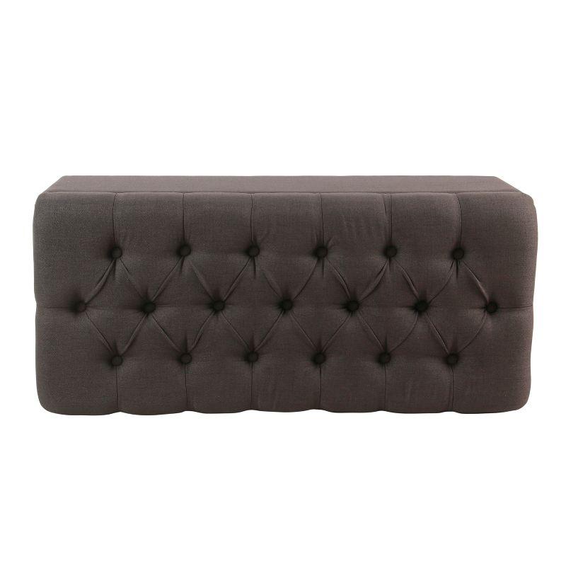 Ainsley Button Tufted Storage Bench Dark Charcoal Gray - HomePop: Upholstered Ottoman for Bedroom with Wood Legs