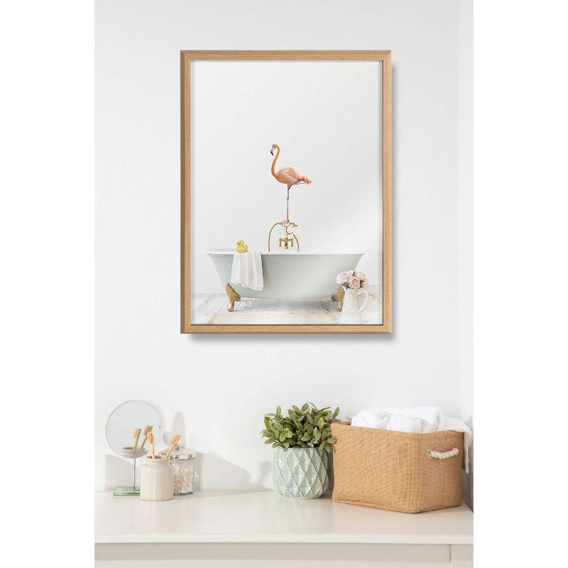 18" x 24" Blake Flamingo Cottage Bathroom by Amy Peterson Art Studio: Modern Wall Decor, Framed Glass Art - Kate & Laurel All Things Decor