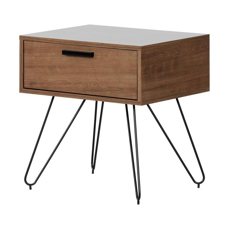 Slendel Mid-Century Hairpin Leg Nightstand in Exotic Wood