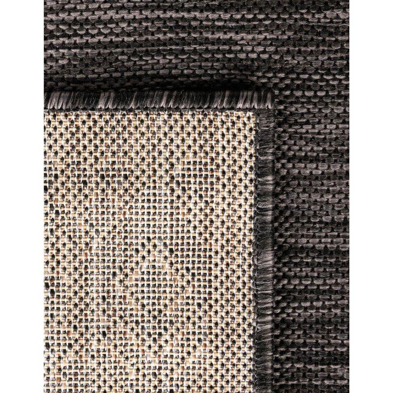 Unique Loom 4' 1 x 6' 1 Rectangle Indoor/Outdoor Border Charcoal Gray Area Rug