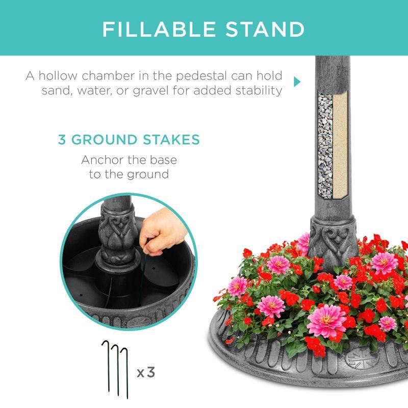 Best Choice Products Solar Outdoor Bird Bath Pedestal Fountain Garden Decoration w/ Fillable Planter Base