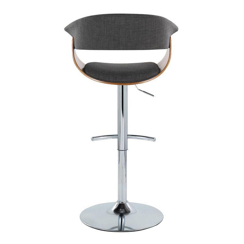 LumiSource Set of 2 Vintage Modern Adjustable Barstools Chrome/Walnut/Charcoal: Swivel, Upholstered, Metal Legs, Foam Filled