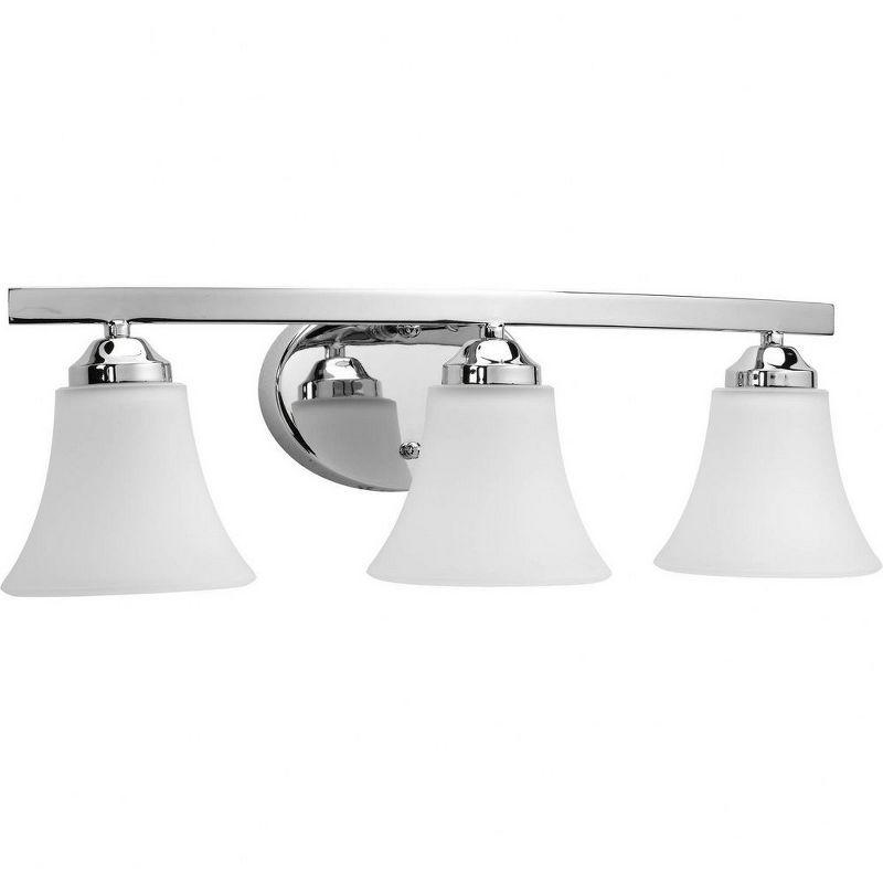 Polished Chrome 3-Light Bath Vanity with Tapered Glass Shades