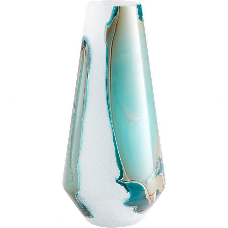 Large Gold and Teal Glass Decorative Table Vase