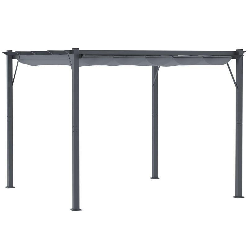 Outsunny Outdoor Retractable Pergola Canopy, Aluminum Patio Pergola, Backyard Shade Shelter for Porch Party, Garden, Grill Gazebo