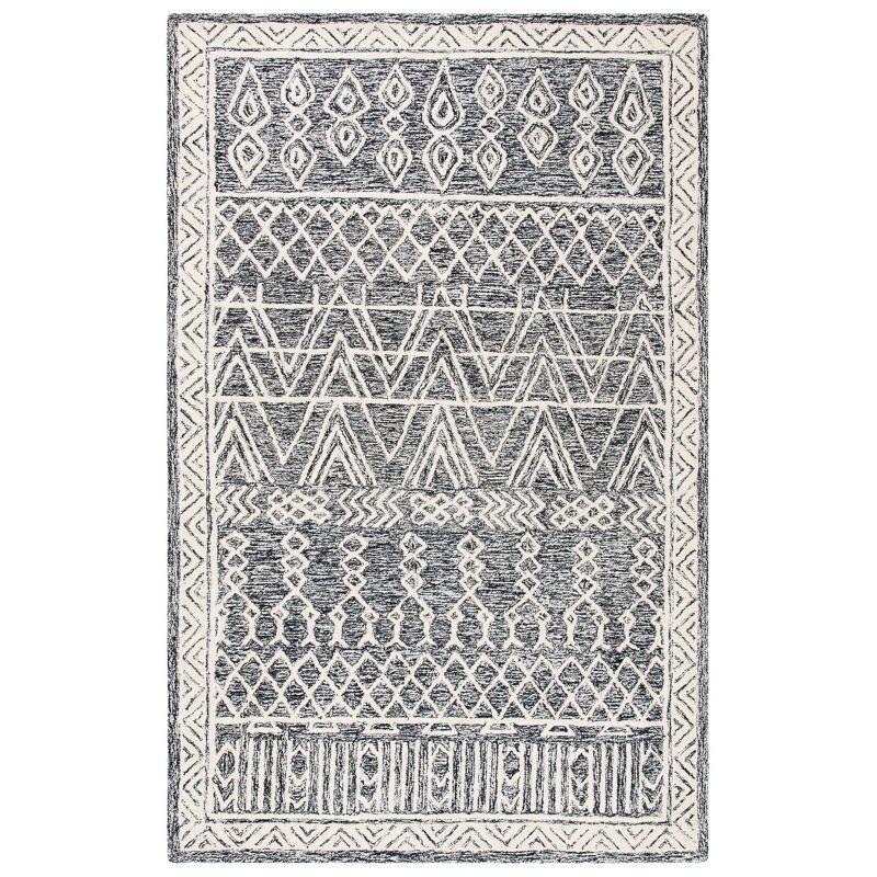 Abstract ABT558 Hand Tufted Area Rug - Ivory/Black - 5' X 8' - Safavieh.