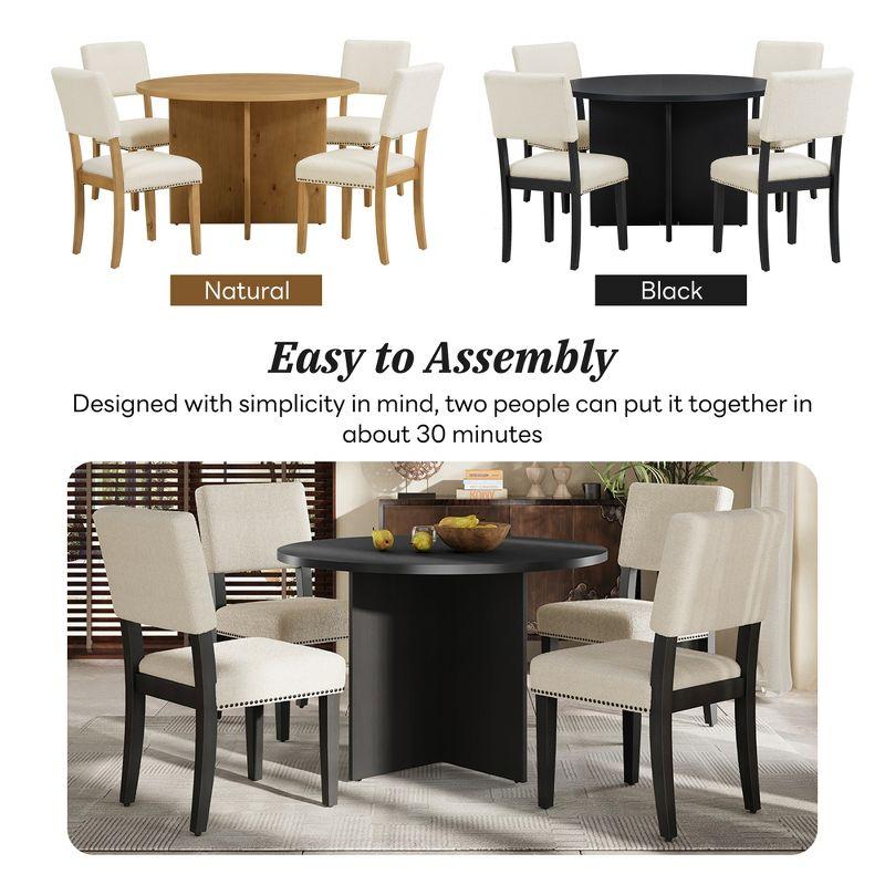 Modern 5-Piece Round Dining Table Set with 4 Upholstered Dining Chairs for Studio, Apartment, Small Places 4W - ModernLuxe