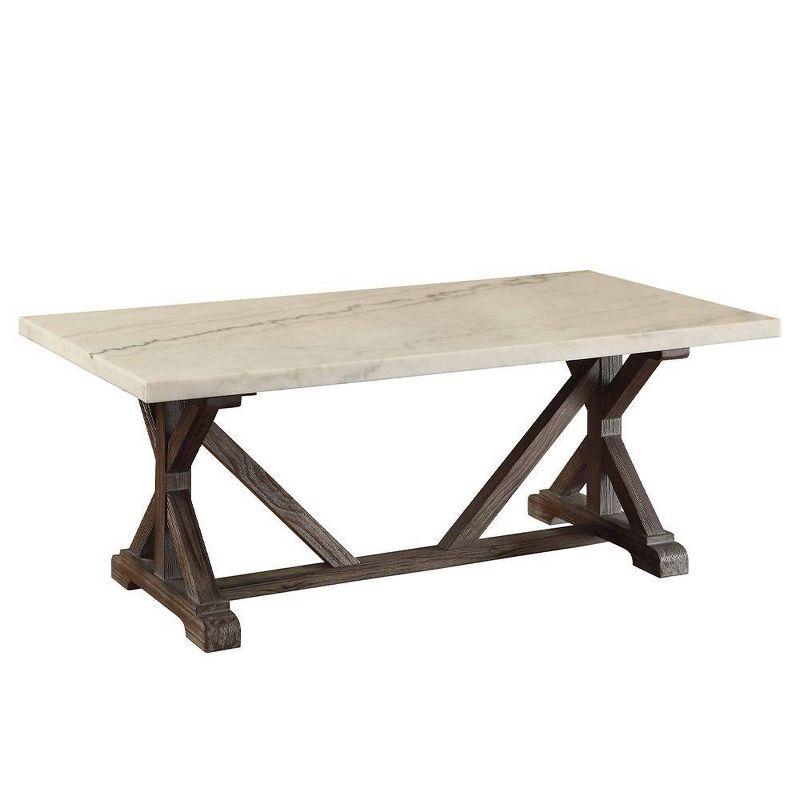 50" Romina Coffee Table: Marble Top, Weathered Espresso Base - Acme Furniture