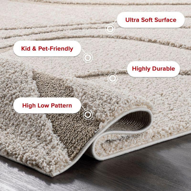 Nuloom Carolyn Abstract 8x11 Shag Indoor Area Rug for Living Room Bedroom Dining Room Nursery, Cream/Beige