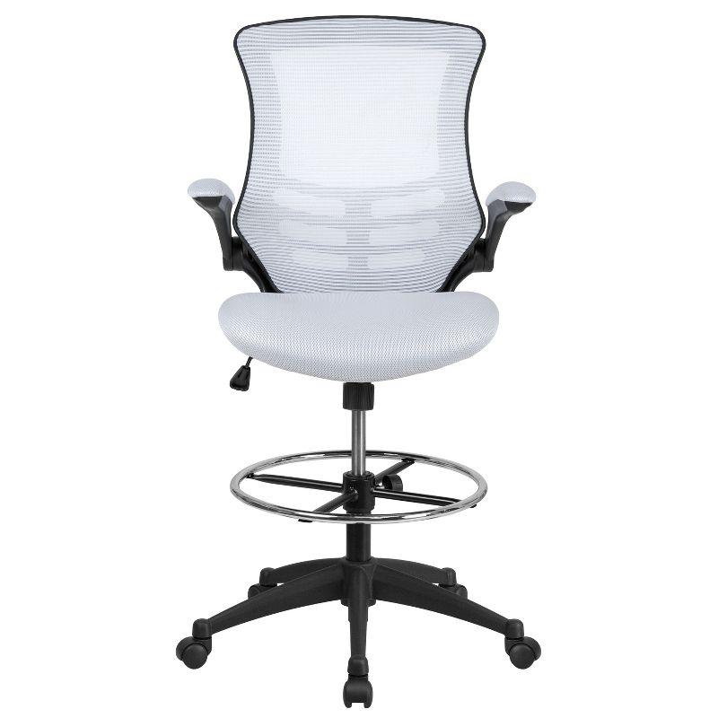 Flash Furniture Mid-Back Mesh Ergonomic Drafting Chair with Adjustable Foot Ring and Flip-Up Arms