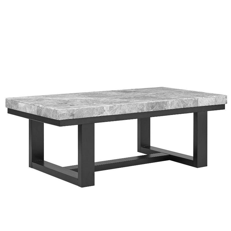 Lucca Espresso Wood and Gray Marble Rectangular Coffee Table