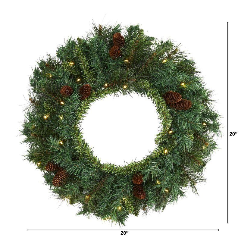 Artificial Pine Cone Christmas Wreath with LED Lights